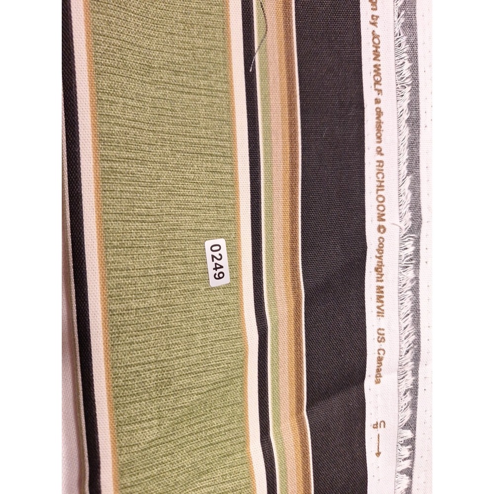 Remnant 1/2 Yd X 60"W John Wolfe Design Green N Black  Stripe Craft  Pillow